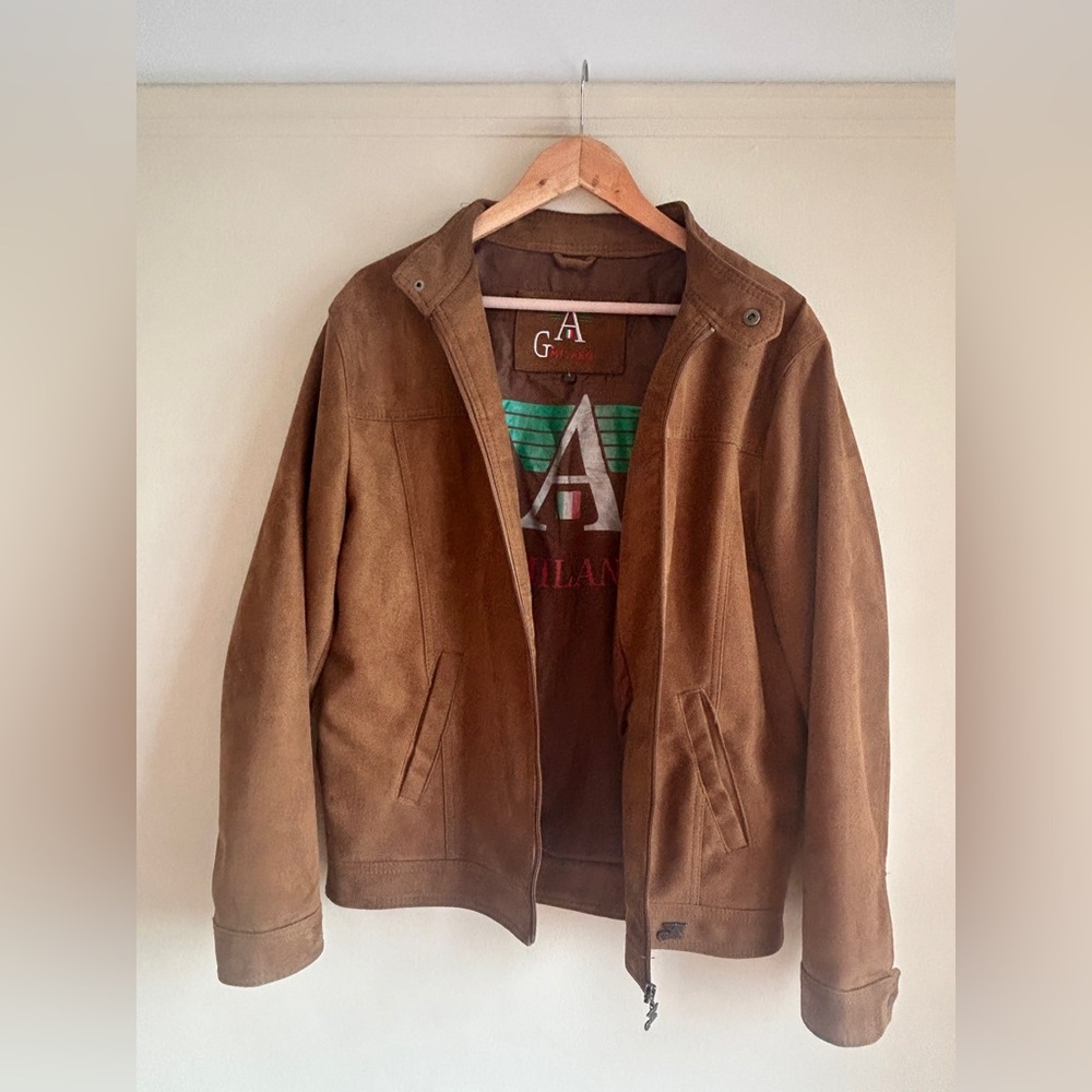 Brown AG Milano men’s large suede jacket.